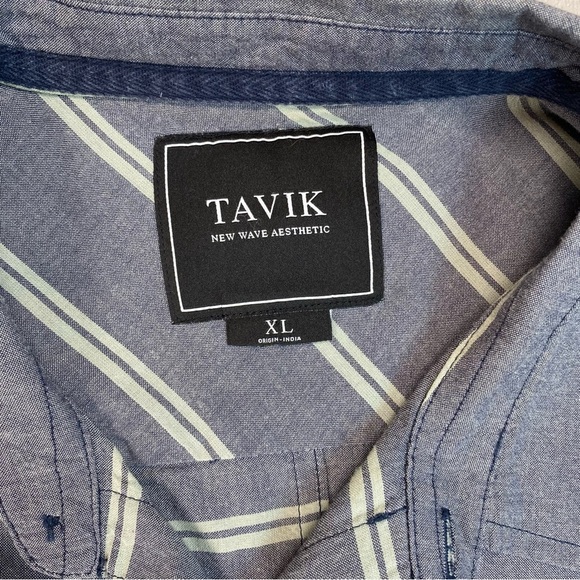 Tavik Mens Shirt Button Up Long Sleeve Striped Modern Beach XL - Picture 6 of 10